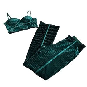 Green Velvet Corset and Pants Set